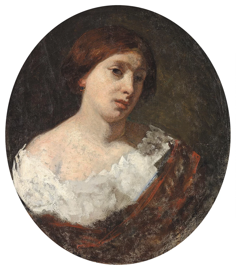Ragazza in abito da sera con ampio colletto bianco
